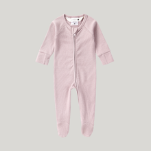 Load image into Gallery viewer, Susukoshi Pointelle Organic Zip Growsuit - PALE LILAC
